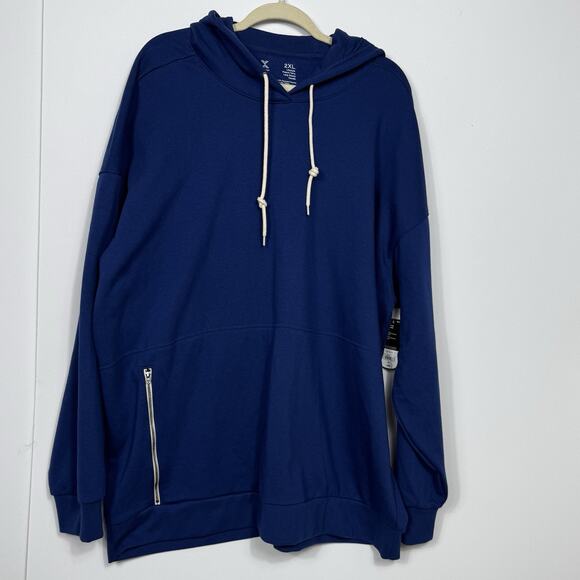 Xersion 2XL Big & Tall French Terry Hoodie Blue Depth Soft Touch NWT Streetwear - Picture 3 of 14